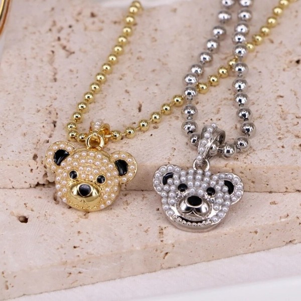 Delicate Fashion Cartoon Bear Bead Necklace Bear Pendant