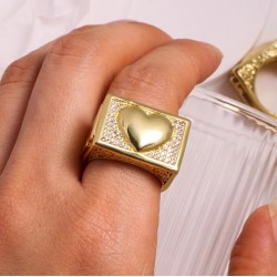 Zircon Heart Rings Gold Plated Heart Ring