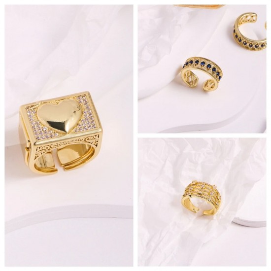 Zircon Heart Rings Gold Plated Heart Ring