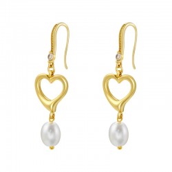 Drop earrings brass pearl pendant hoop earrings