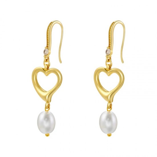 Drop earrings brass pearl pendant hoop earrings