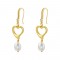 Drop earrings brass pearl pendant hoop earrings