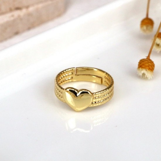 Peach Hearts Copper Gold Color Fashion Geometric Rings