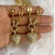 Classic Heart Shape Shiny Gold-Plated Pendant Copper Zircon Necklace