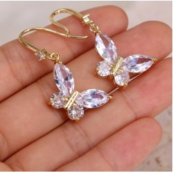 New Fashion Korean Style Zircon Butterfly Necklace Earrings Set