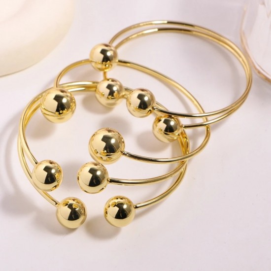 Charm Ball Cuff Gold Color Bangle Bracelet