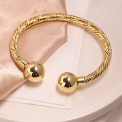 Charm Ball Cuff Gold Color Bangle Bracelet