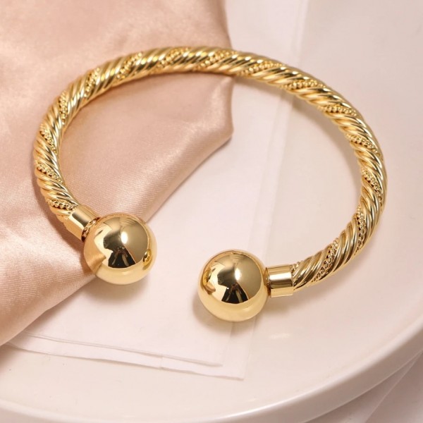 Charm Ball Cuff Gold Color Bangle Bracelet