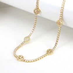 Heart Butterfly Eye Gold Plated Zircon Paved Crystal Chain Necklace