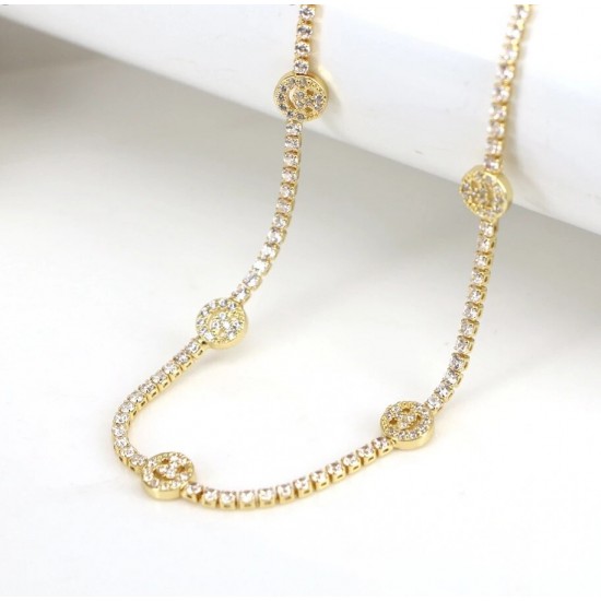 Heart Butterfly Eye Gold Plated Zircon Paved Crystal Chain Necklace