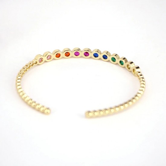 Rainbow Bangles Copper Colorful Crystal Zircon Gold Jewelry